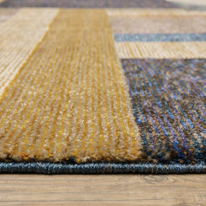 HomeRoots 10' Stylish Geometric Blue and Beige Area Rug – Power Loomed, Stain-Resistant, Perfect for Any Room 2'3" x 8' 510790