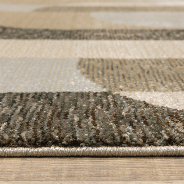 HomeRoots 10' Modern Brown and Ivory Geometric Area Rug – Durable, Stain-Resistant, Perfect for Any Room 9' X 12' 510802