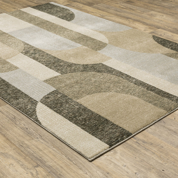 Homeroots 9' X 12' Brown And Ivory Geometric Power Loom Area Rug Brown,Beige Other Material 510802