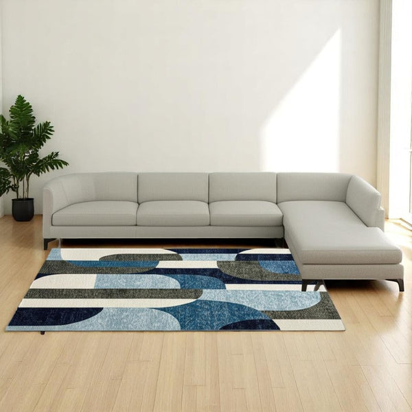 HomeRoots 10' Modern Brown and Ivory Geometric Area Rug – Durable, Stain-Resistant, Perfect for Any Room 10' X 13' 510803
