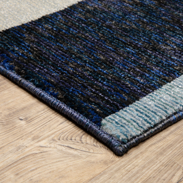 Homeroots 8' Runner Blue And Ivory Geometric Power Loom Runner Rug Blue,Grey Other Material 510804