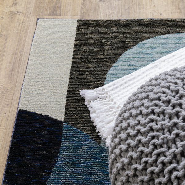 Homeroots 5' X 7' Blue And Gray Geometric Power Loom Area Rug Blue,Grey Other Material 510806