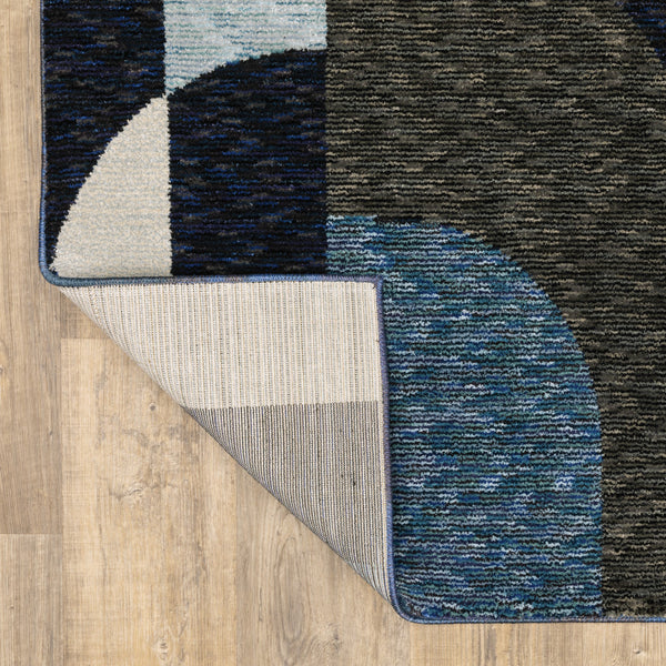 Homeroots 5' X 7' Blue And Gray Geometric Power Loom Area Rug Blue,Grey Other Material 510806