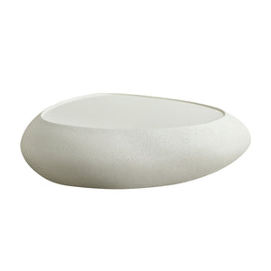 English Elm 47.24''fiberglass Oval Coffee Table Faux Stone Finish Sculptural Low Profile Living Room White W2582P431179