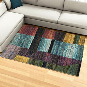 HomeRoots 10' Bold Purple and Red Geometric Power Loom Area Rug – Stain-Resistant, Ideal for High-Traffic Spaces 10' X 13' 510810
