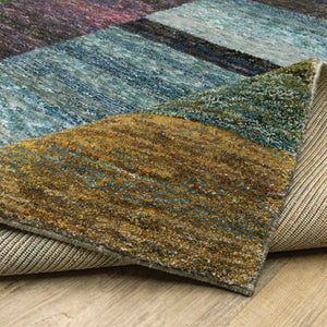 HomeRoots 10' Bold Purple and Red Geometric Power Loom Area Rug – Stain-Resistant, Ideal for High-Traffic Spaces 2'3" x 8' 510811