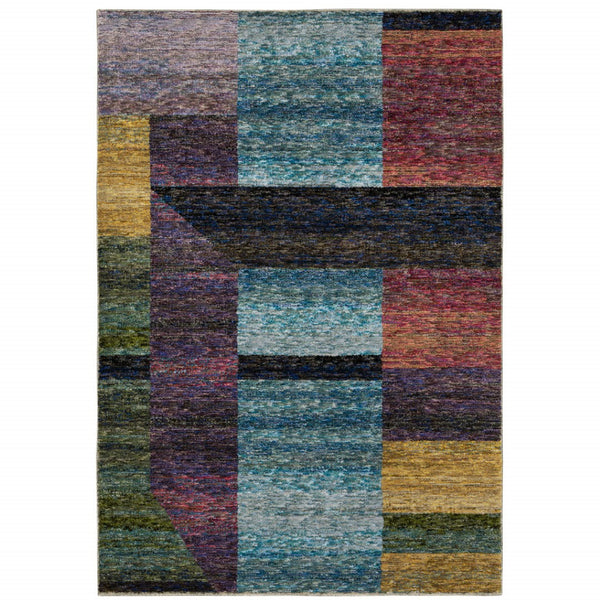 HomeRoots 10' Bold Purple and Red Geometric Power Loom Area Rug – Stain-Resistant, Ideal for High-Traffic Spaces 3' x 5' 510812