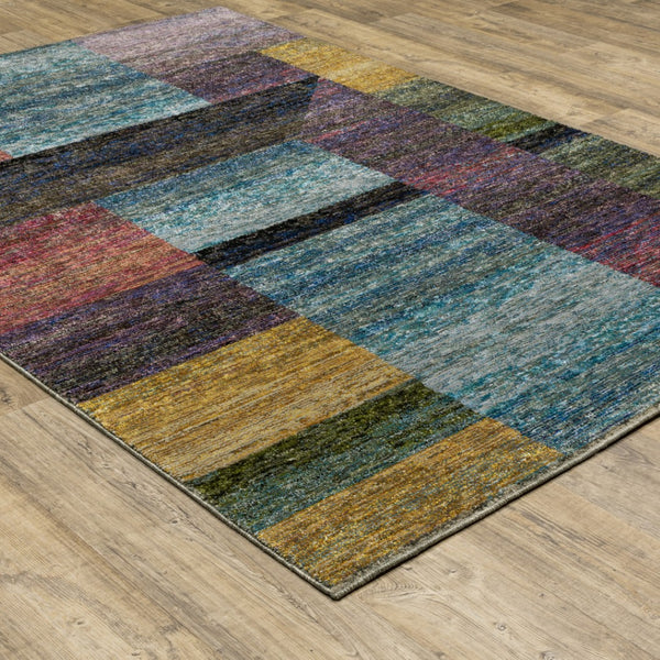HomeRoots 10' Bold Purple and Red Geometric Power Loom Area Rug – Stain-Resistant, Ideal for High-Traffic Spaces 5' X 7' 510813