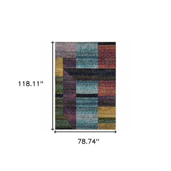 HomeRoots 10' Bold Purple and Red Geometric Power Loom Area Rug – Stain-Resistant, Ideal for High-Traffic Spaces 7' X 10' 510814
