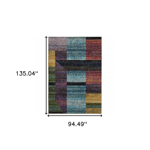 HomeRoots 10' Bold Purple and Red Geometric Power Loom Area Rug – Stain-Resistant, Ideal for High-Traffic Spaces 8' X 11' 510815
