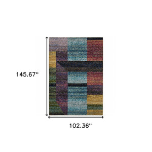 HomeRoots 10' Bold Purple and Red Geometric Power Loom Area Rug – Stain-Resistant, Ideal for High-Traffic Spaces 9' X 12' 510816