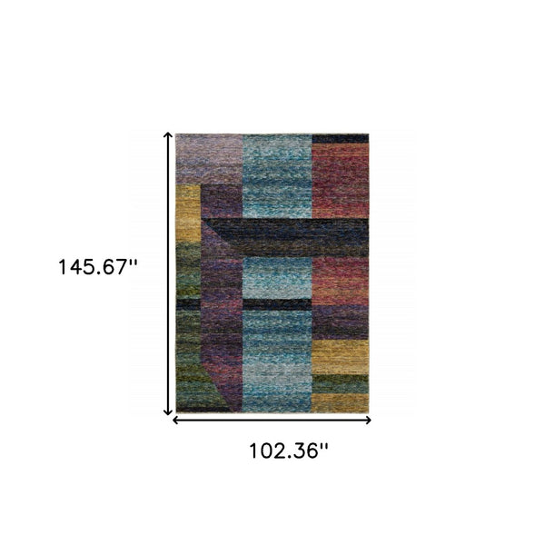 HomeRoots 10' Bold Purple and Red Geometric Power Loom Area Rug – Stain-Resistant, Ideal for High-Traffic Spaces 9' X 12' 510816