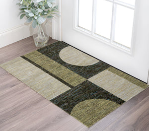 HomeRoots 10' Modern Blue and Beige Geometric Power Loom Area Rug for Stylish, Low-Maintenance Living Spaces 3' x 5' 510819