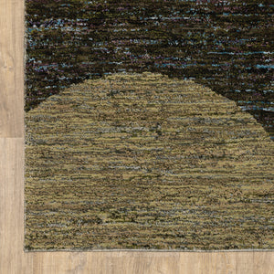 Homeroots 5' X 7' Blue And Beige Geometric Power Loom Area Rug Gold,Green Other Material 510820