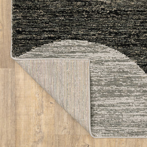 Homeroots 8' Runner Gray And Ivory Geometric Power Loom Runner Rug Charcoal,Grey Other Material 510825