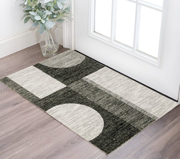HomeRoots 10' Modern Blue and Beige Geometric Power Loom Area Rug for Stylish, Low-Maintenance Living Spaces 3' x 5' 510826