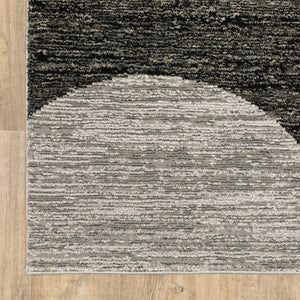 Homeroots 5' X 7' Gray And Ivory Geometric Power Loom Area Rug Charcoal,Grey Other Material 510827