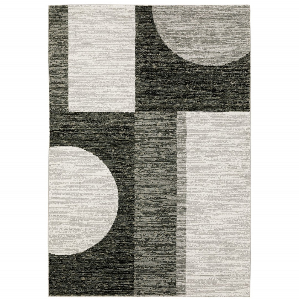 HomeRoots 10' Modern Blue and Beige Geometric Power Loom Area Rug for Stylish, Low-Maintenance Living Spaces 8' X 11' 510829