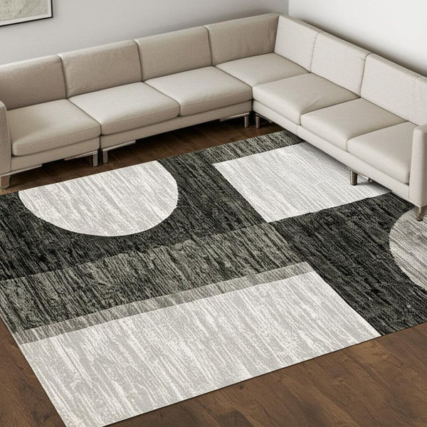 HomeRoots 10' Modern Blue and Beige Geometric Power Loom Area Rug for Stylish, Low-Maintenance Living Spaces 8' X 11' 510829