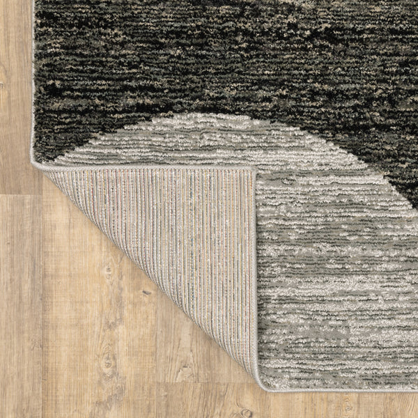 Homeroots 8' X 11' Gray And Ivory Geometric Power Loom Area Rug Charcoal,Grey Other Material 510829
