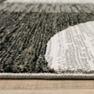 Homeroots 9' X 12' Gray And Ivory Geometric Power Loom Area Rug Charcoal,Grey Other Material 510830