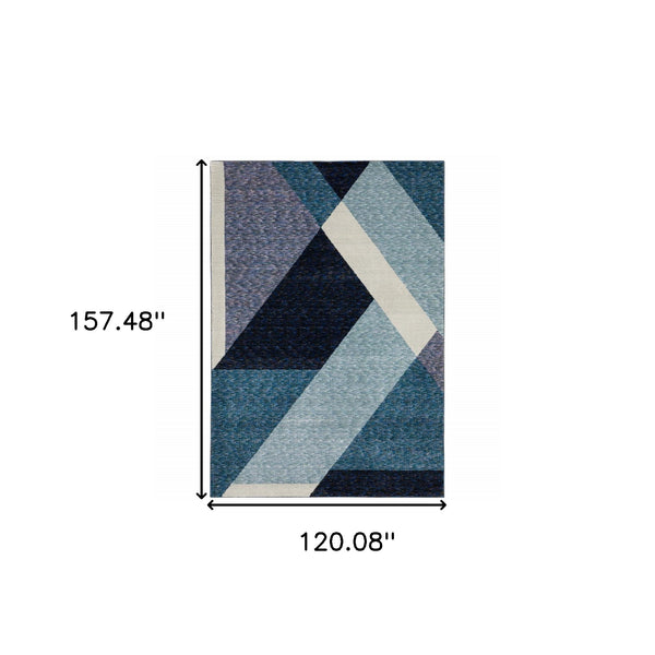 Homeroots 10' X 13' Blue Purple Grey And Teal Geometric Power Loom Area Rug Blue,Purple Other Material 510838