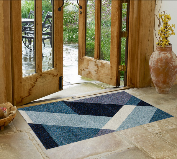 Homeroots 3' X 5' Blue Purple Grey And Teal Geometric Power Loom Area Rug Blue,Purple Other Material 510840