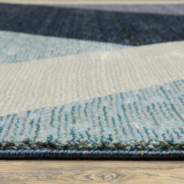Homeroots 3' X 5' Blue Purple Grey And Teal Geometric Power Loom Area Rug Blue,Purple Other Material 510840