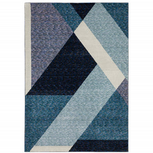 Homeroots 5' X 7' Blue Purple Grey And Teal Geometric Power Loom Area Rug Blue,Purple Other Material 510841