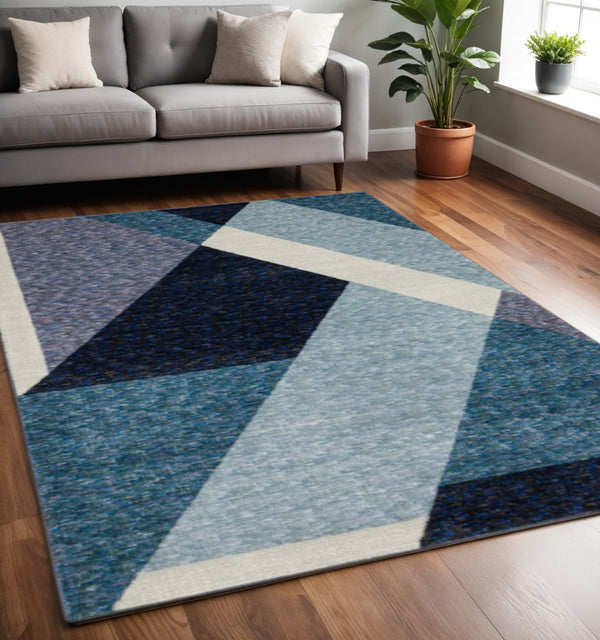HomeRoots 10' Striking Geometric Area Rug in Vibrant Colors, Durable Power-Loomed Design for Modern Spaces 7' X 10' 510842