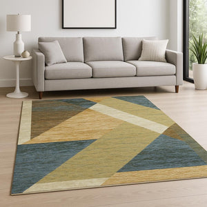 HomeRoots 10' Striking Geometric Area Rug in Vibrant Colors, Durable Power-Loomed Design for Modern Spaces 10' X 13' 510845