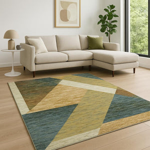 HomeRoots 10' Striking Geometric Area Rug in Vibrant Colors, Durable Power-Loomed Design for Modern Spaces 7' X 10' 510849