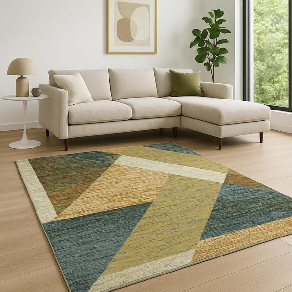 HomeRoots 10' Striking Geometric Area Rug in Vibrant Colors, Durable Power-Loomed Design for Modern Spaces 7' X 10' 510849