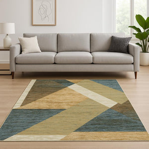 HomeRoots 10' Striking Geometric Area Rug in Vibrant Colors, Durable Power-Loomed Design for Modern Spaces 8' X 11' 510850