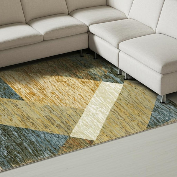 HomeRoots 10' Striking Geometric Area Rug in Vibrant Colors, Durable Power-Loomed Design for Modern Spaces 9' X 12' 510851