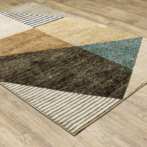 HomeRoots 10' Stylish Blue and Beige Geometric Area Rug – Durable, Stain-Resistant Design for Modern Spaces 10' X 13' 510852