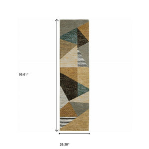HomeRoots 10' Stylish Blue and Beige Geometric Area Rug – Durable, Stain-Resistant Design for Modern Spaces 2'3" x 8' 510853
