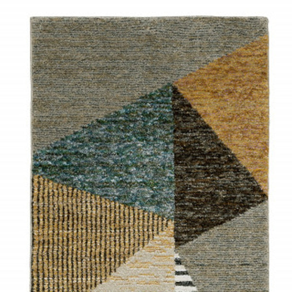 HomeRoots 10' Stylish Blue and Beige Geometric Area Rug – Durable, Stain-Resistant Design for Modern Spaces 2'3" x 8' 510853