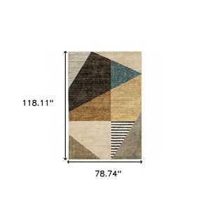 HomeRoots 10' Stylish Blue and Beige Geometric Area Rug – Durable, Stain-Resistant Design for Modern Spaces 7' X 10' 510856