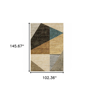 HomeRoots 10' Stylish Blue and Beige Geometric Area Rug – Durable, Stain-Resistant Design for Modern Spaces 9' X 12' 510858