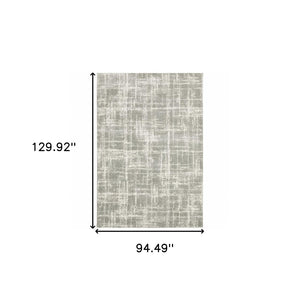 HomeRoots 2' Grey and Ivory Abstract Shag Runner Rug - Stylish, Stain-Resistant, Soft for High-Traffic Areas 8' X 11' 510859