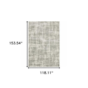 HomeRoots 2' Grey and Ivory Abstract Shag Runner Rug - Stylish, Stain-Resistant, Soft for High-Traffic Areas 10' X 13' 510860