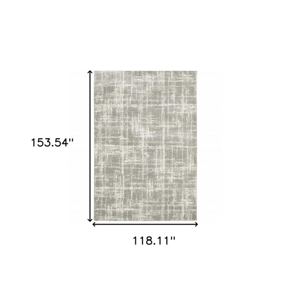 HomeRoots 2' Grey and Ivory Abstract Shag Runner Rug - Stylish, Stain-Resistant, Soft for High-Traffic Areas 10' X 13' 510860