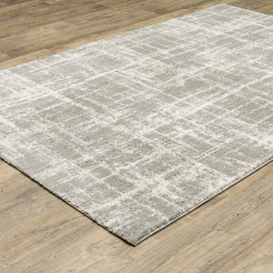 HomeRoots 2' Grey and Ivory Abstract Shag Runner Rug - Stylish, Stain-Resistant, Soft for High-Traffic Areas 10' X 13' 510860