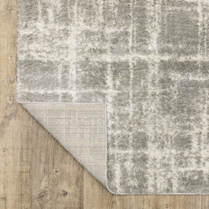 HomeRoots 2' Grey and Ivory Abstract Shag Runner Rug - Stylish, Stain-Resistant, Soft for High-Traffic Areas 10' X 13' 510860