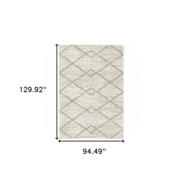 HomeRoots 2' X 8' Ivory and Grey Geometric Shag Runner Rug - Soft, Stain-Resistant Design for Modern Spaces 8' X 11' 510861