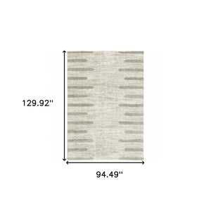 HomeRoots 2' X 8' Modern Ivory and Grey Geometric Shag Runner Rug - Stain-Resistant, Plush Comfort For Homes 8' X 11' 510863