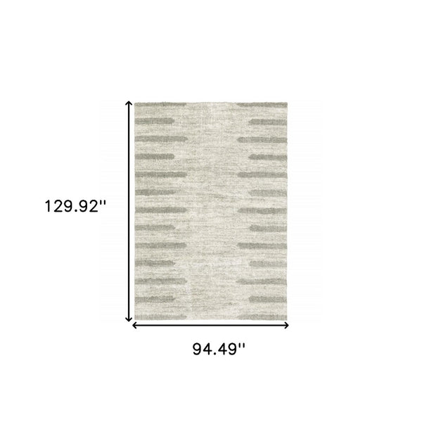 HomeRoots 2' X 8' Modern Ivory and Grey Geometric Shag Runner Rug - Stain-Resistant, Plush Comfort For Homes 8' X 11' 510863