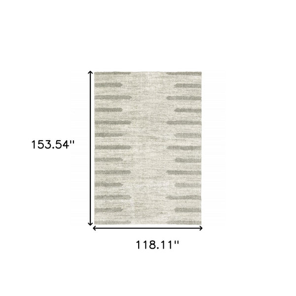 HomeRoots 2' X 8' Modern Ivory and Grey Geometric Shag Runner Rug - Stain-Resistant, Plush Comfort For Homes 10' X 13' 510864