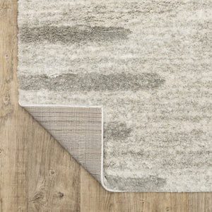 HomeRoots 2' X 8' Modern Ivory and Grey Geometric Shag Runner Rug - Stain-Resistant, Plush Comfort For Homes 10' X 13' 510864